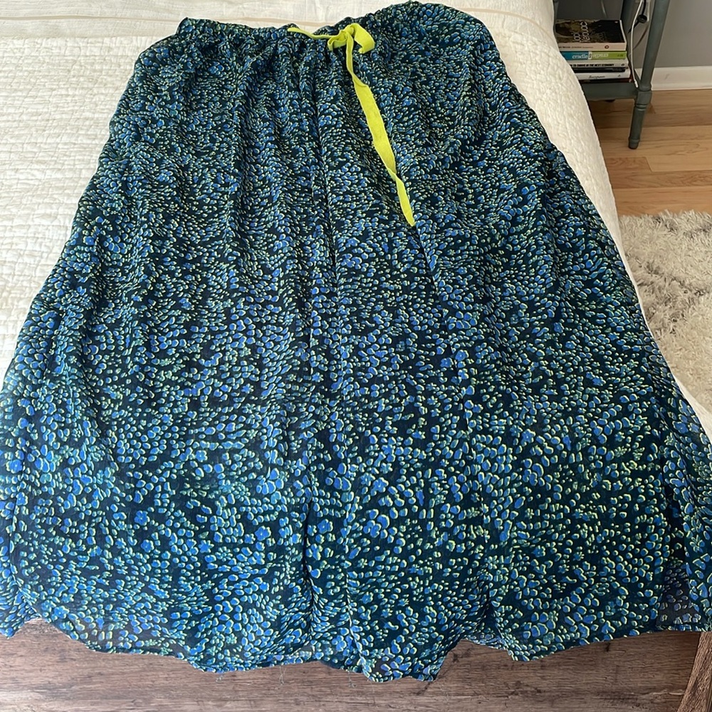 Free People Blue and Green Pajama Skirt